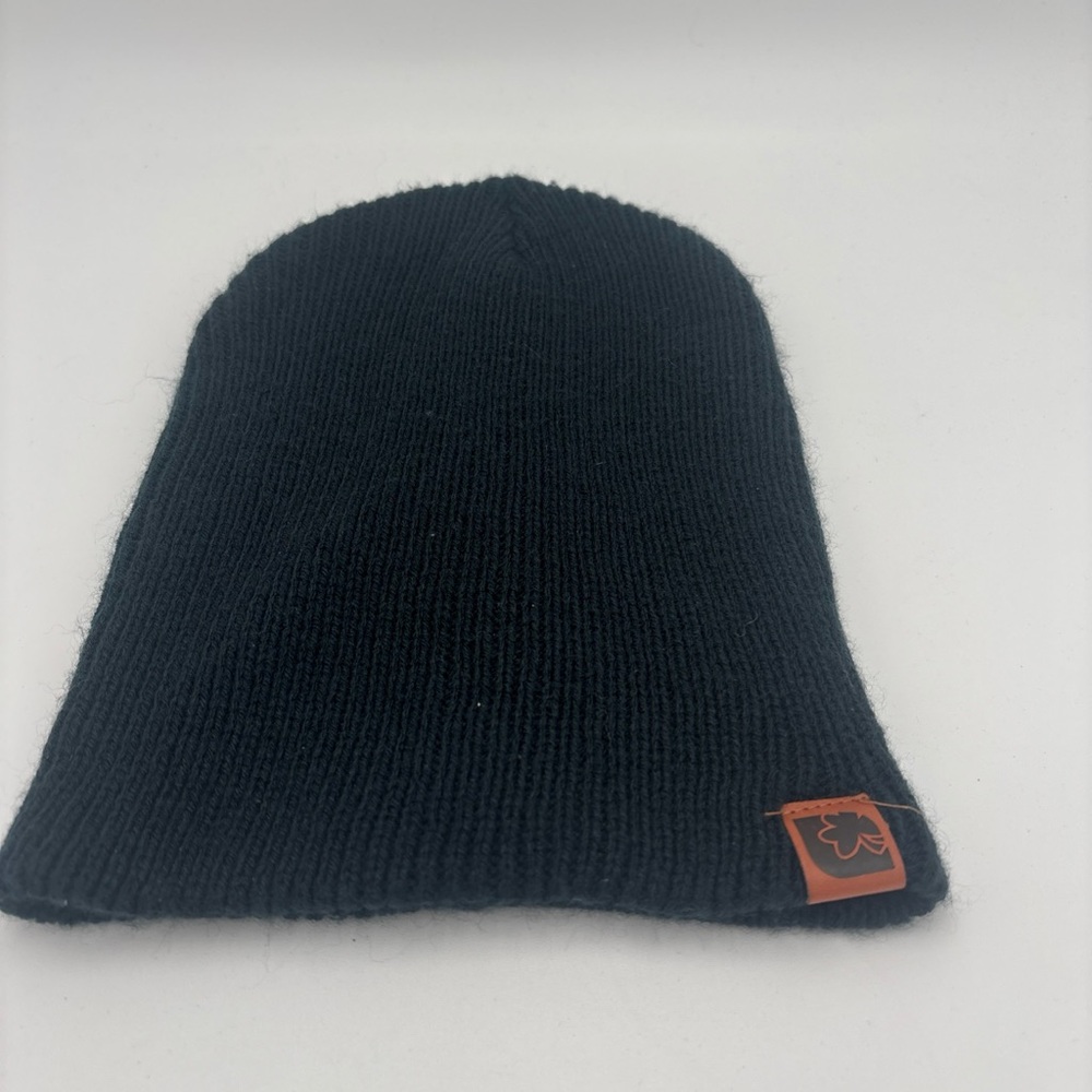 Elegant Black‎ Knit Beanie with Logo Patch